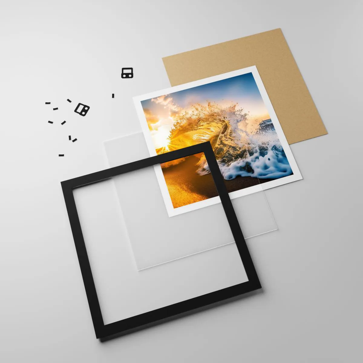 Poster in black frame - Playing with Sand - 50x50 cm