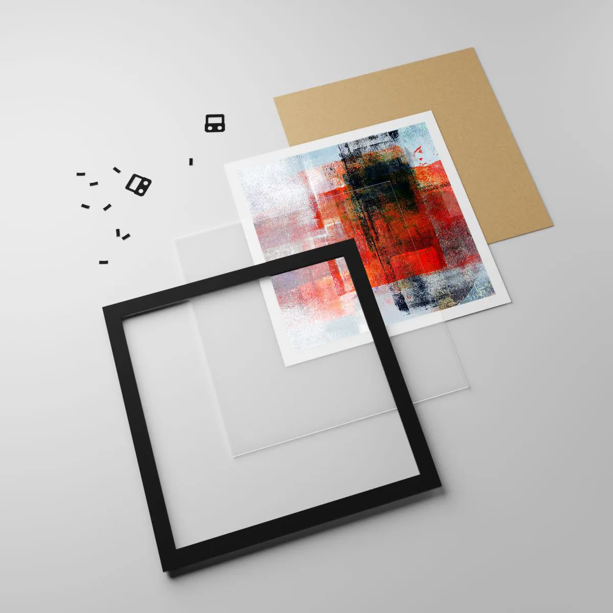 Poster in black frame - Glowing Composition - 30x30 cm