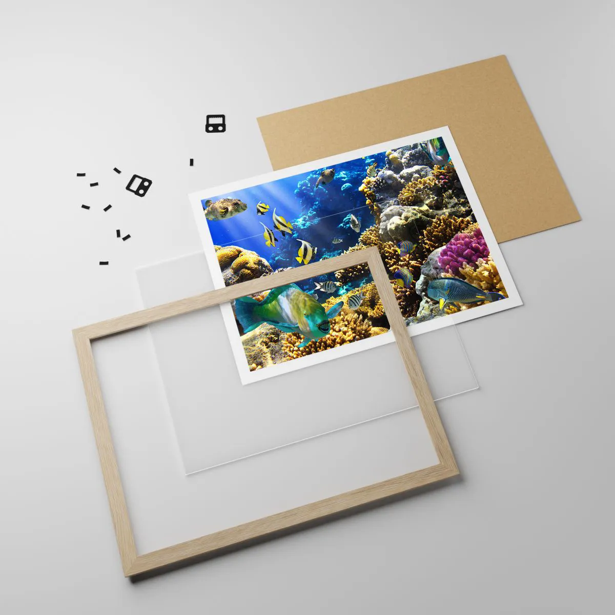 Affiche dans un chêne clair - Poster - Beaucoup de circulation sur la route des vacances - 91x61 cm