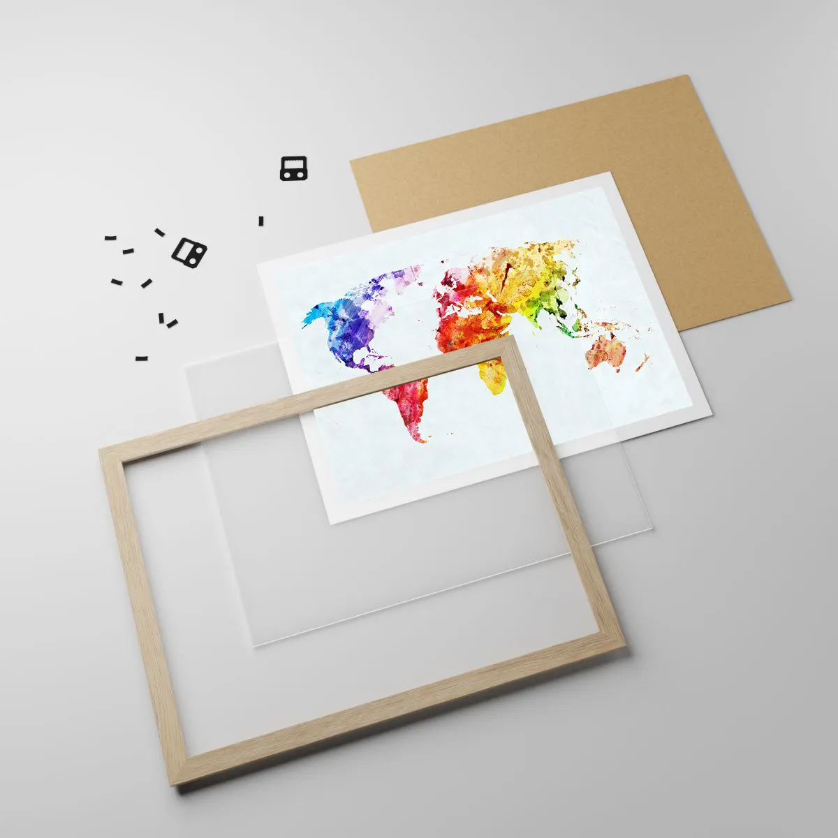 Poster în ramă de stejar deschis - Toate culorile lumii - 70x50 cm