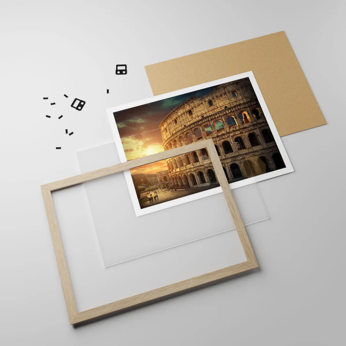 Plakat i ramme af lyst egetræ - Kolossalt indtryk - 40x30 cm