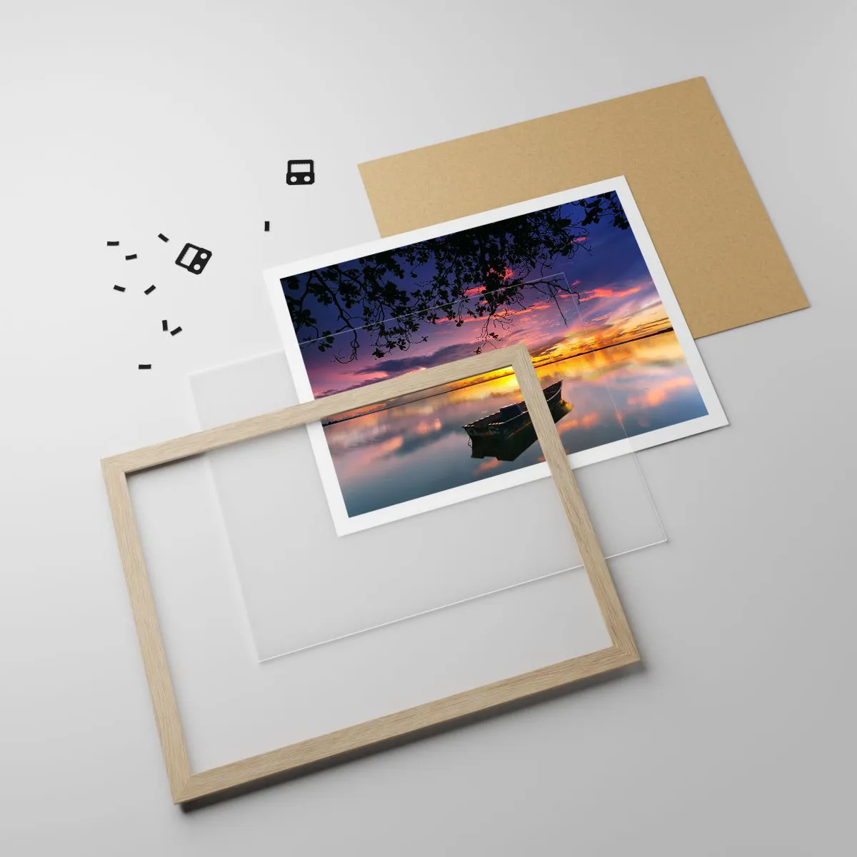 Poster in einem Rahmen aus heller Eiche - Du scheinst mitten am Himmel zu hängen... - 70x50 cm