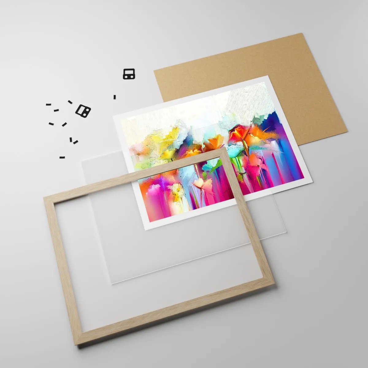Poster in light oak frame - Rainbow Has Bloomed - 50x40 cm