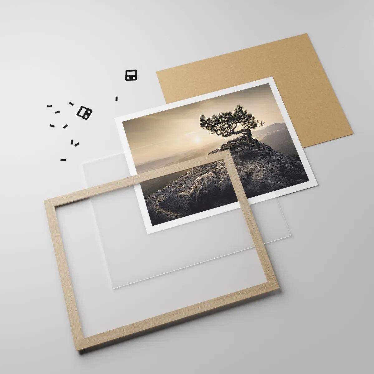 Poster în ramă de stejar deschis - Viața învinge întotdeauna - 40x30 cm