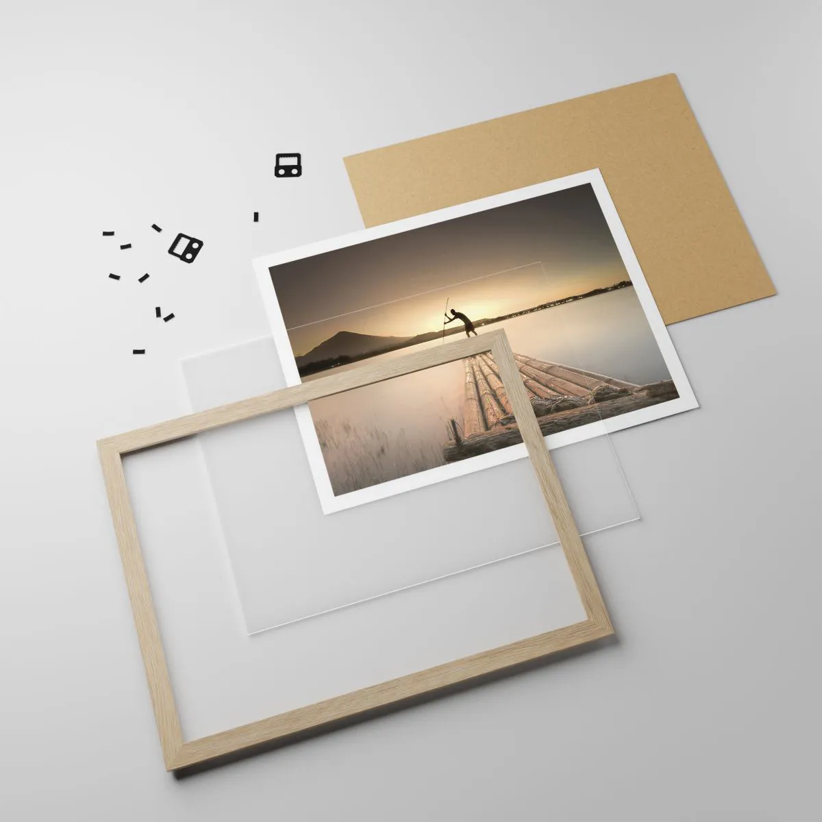 Plakat i ramme af lyst egetræ - Før du hviler - 91x61 cm