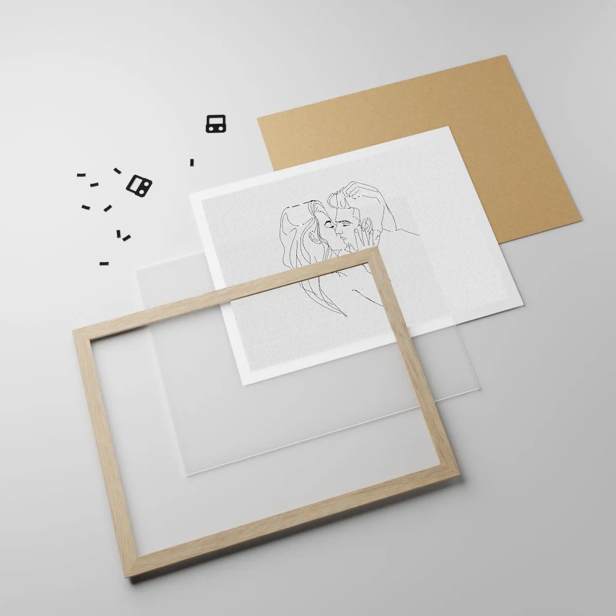 Pôster com moldura de carvalho claro - Com a mesma linha - 40x30 cm