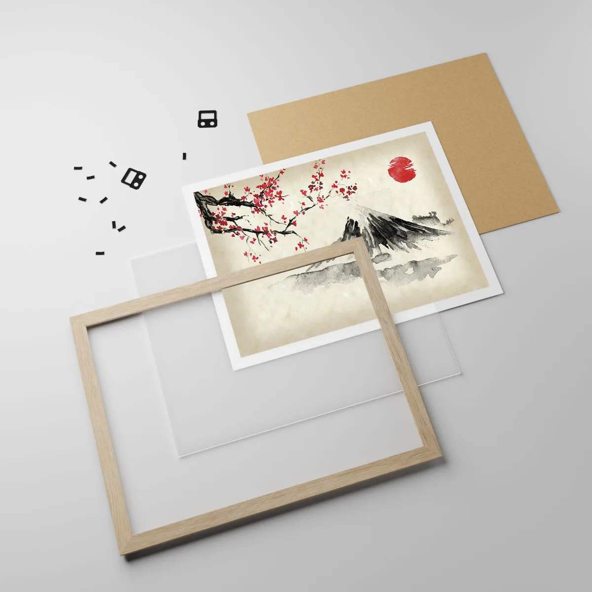 Affiche dans un chêne clair - Poster - Tomber amoureux du Japon - 40x30 cm
