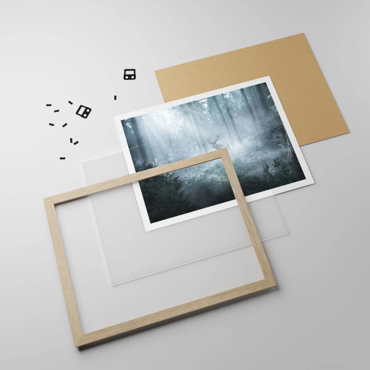 Plakát v rámu světlý dub - Ranní obchůzka sídliště - 70x50 cm