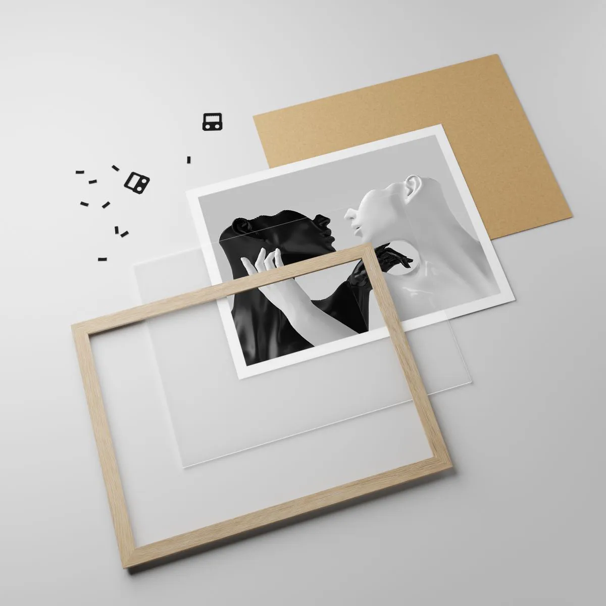 Plakát v rámu světlý dub - Přitažlivost – touha - 70x50 cm