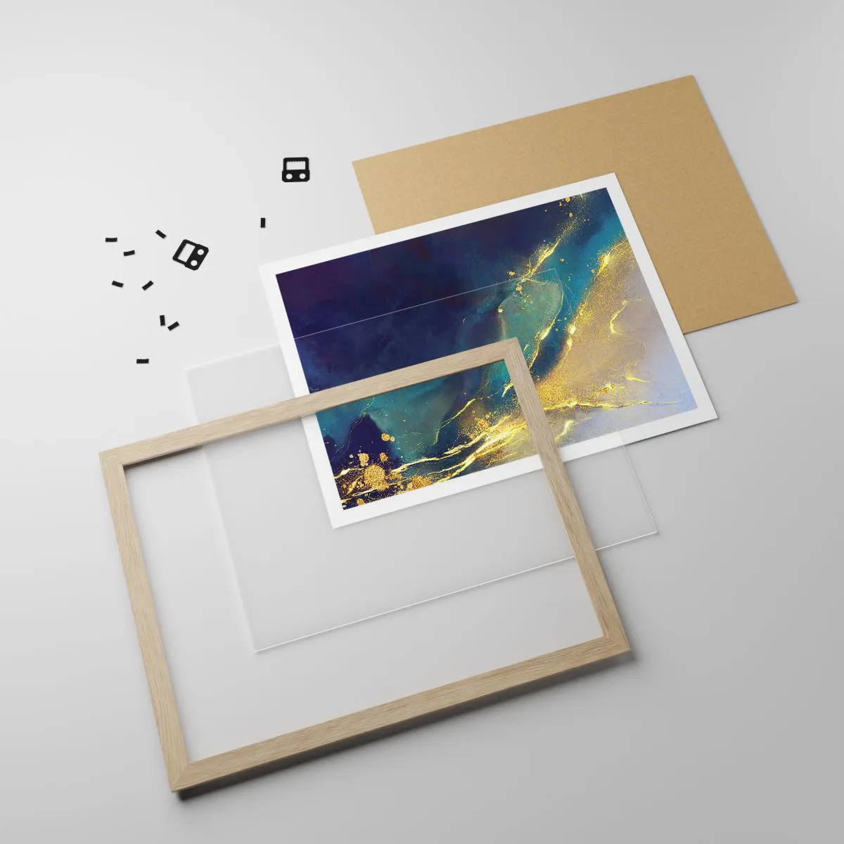 Poster in einem Rahmen aus heller Eiche - Der goldene Teich - 40x30 cm