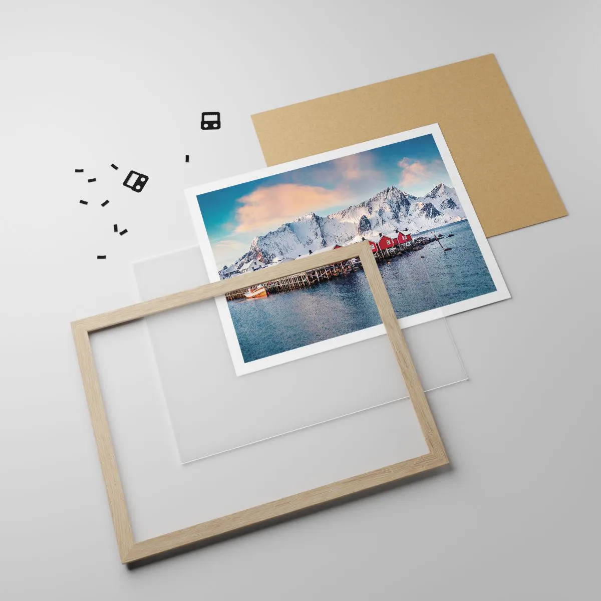 Plakat i ramme af lyst egetræ - Nordlig tilbagetrækning - 91x61 cm