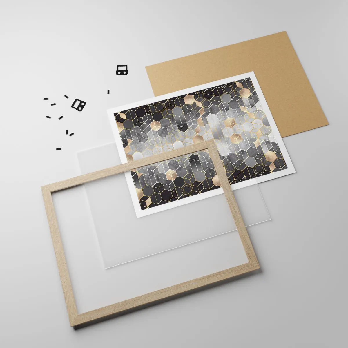 Poster in light oak frame - Diamond Composition - 91x61 cm