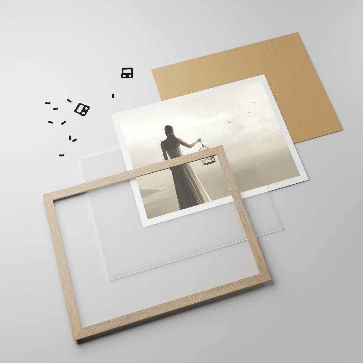 Poster in light oak frame - Be Free - 91x61 cm