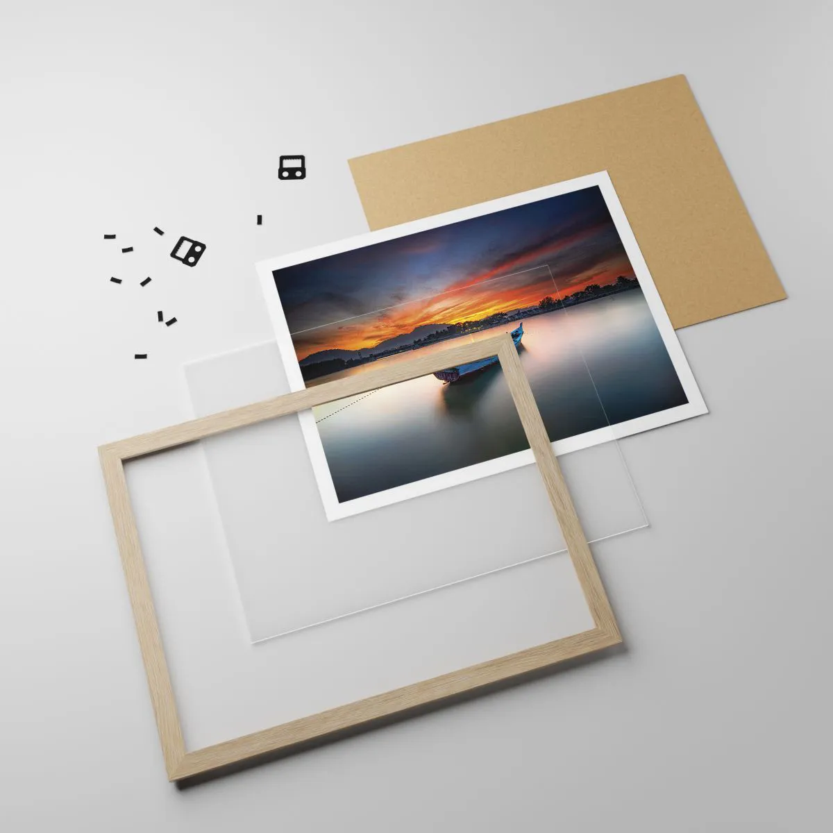 Poster in light oak frame - Here Comes a Good Night - 40x30 cm