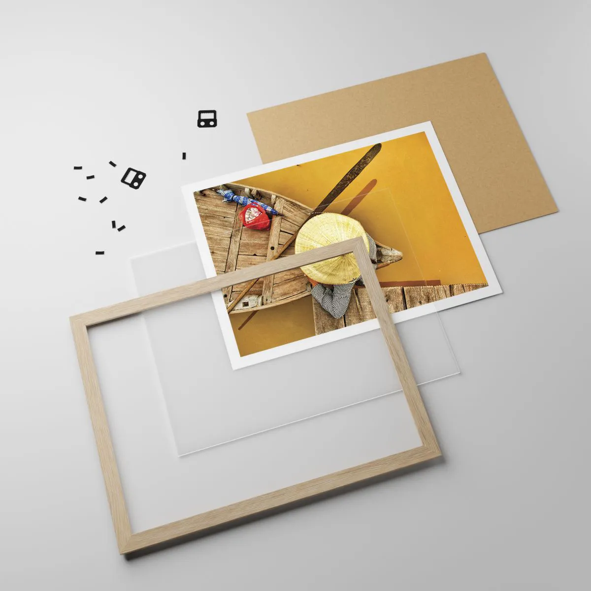 Poszter világos tölgy keretben - Élet a Sárga-folyón - 50x40 cm