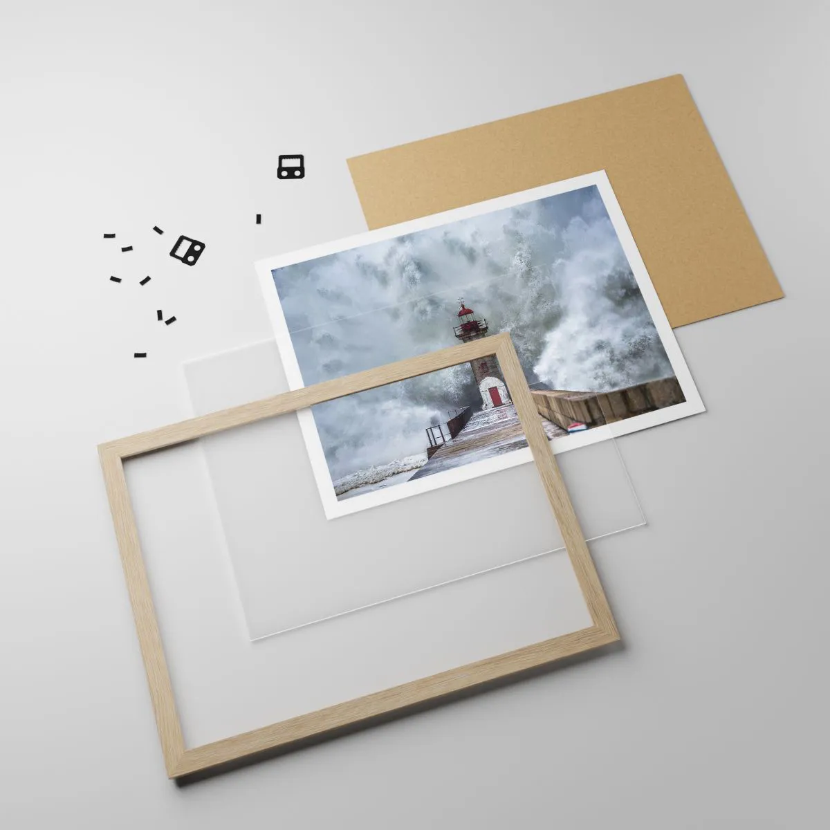 Poster in einem Rahmen aus heller Eiche - Das Rauschen des Wassers, der Lärm wird wehen - 91x61 cm