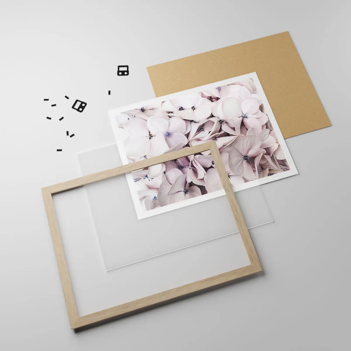 Poster in einem Rahmen aus heller Eiche - In einer Blumenflut - 70x50 cm