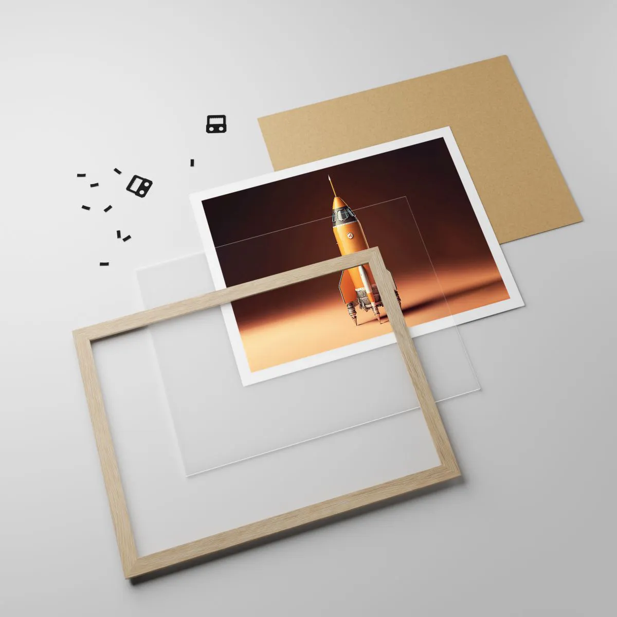 Affiche dans un chêne clair - Poster - Ça commence par un rêve - 70x50 cm