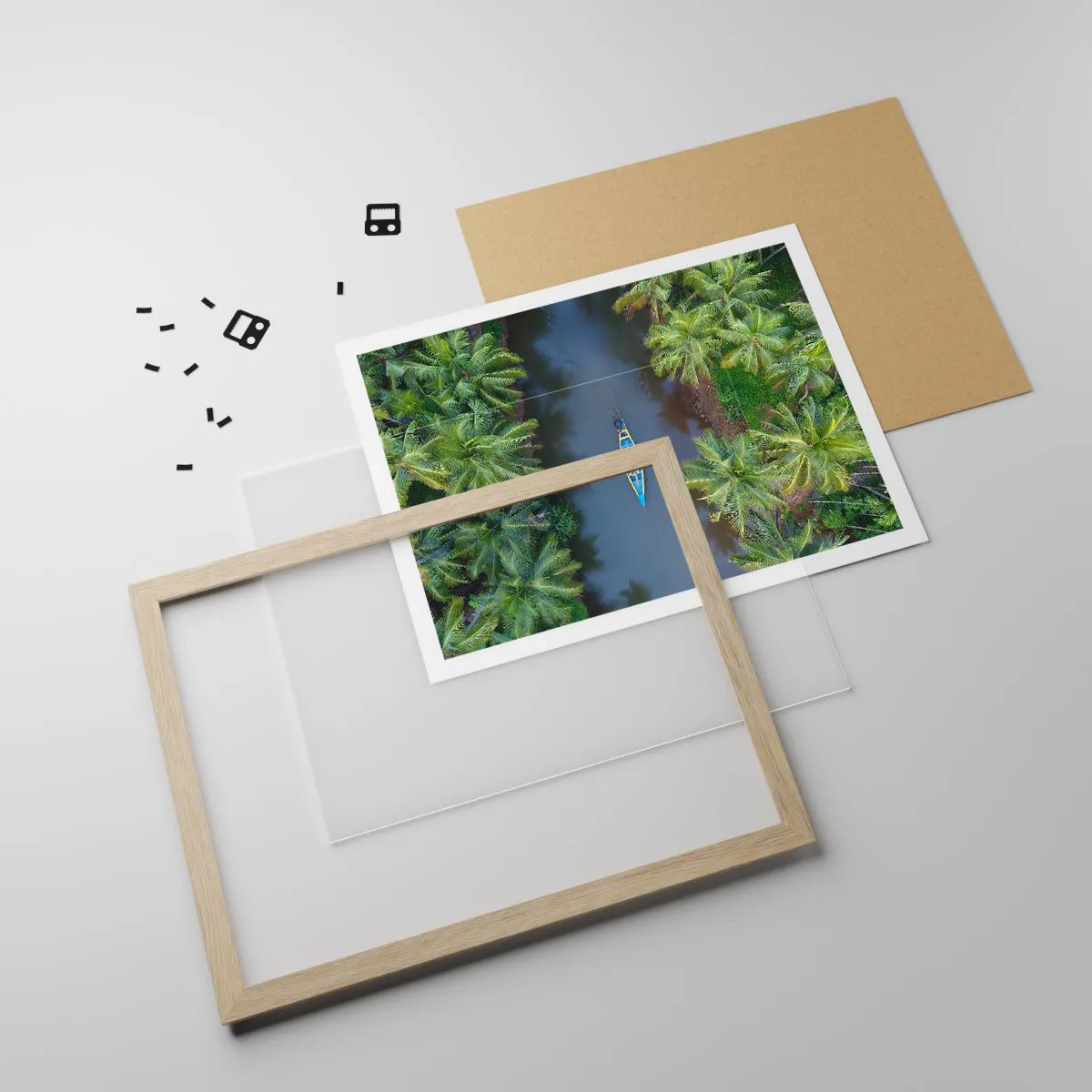 Plakát v rámu světlý dub - Na tropické stezce - 100x70 cm