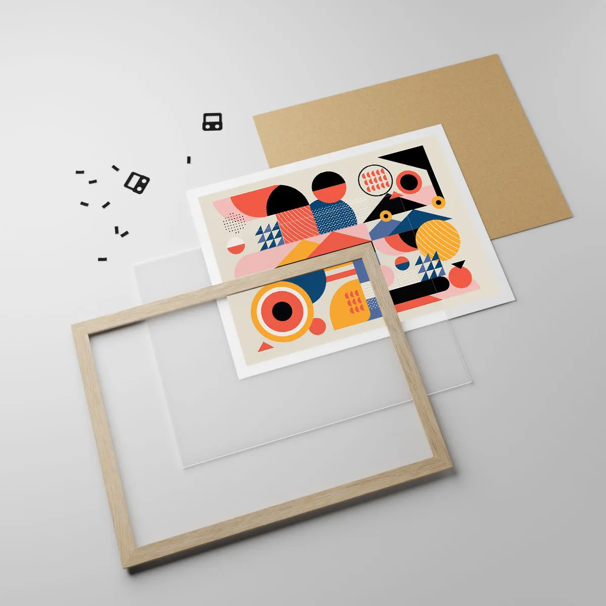 Poszter világos tölgy keretben - Összetétel: játszadozzunk - 100x70 cm