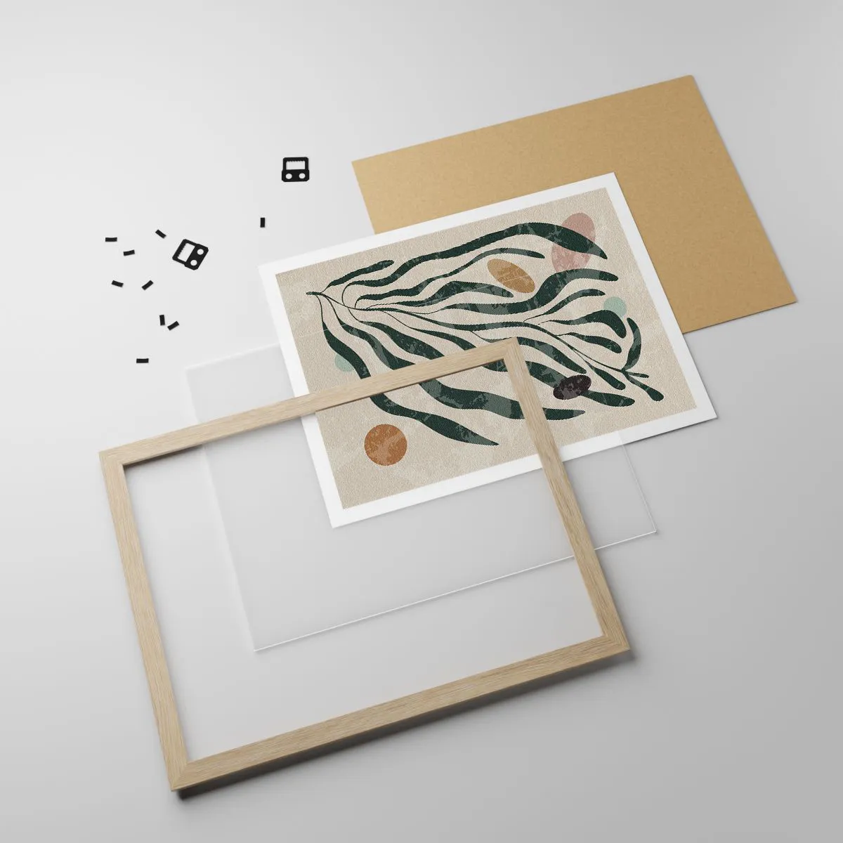 Plagát v ráme zo svetlého duba - Uprostred zelene - 70x50 cm