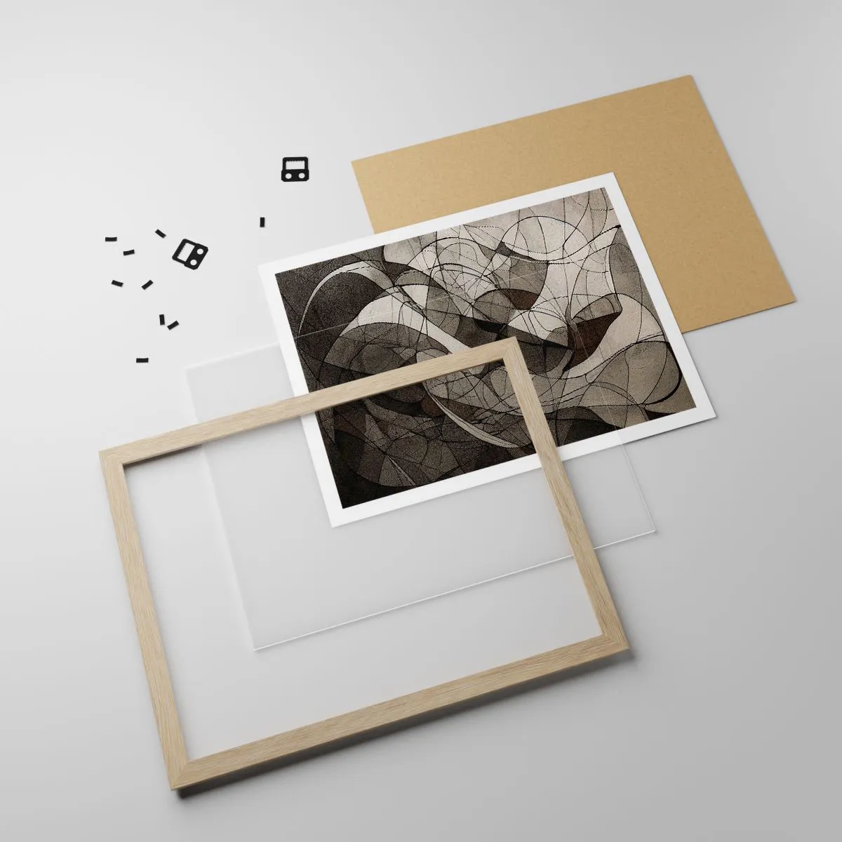 Plagát v ráme zo svetlého duba - Obeh farieb Zeme - 40x30 cm