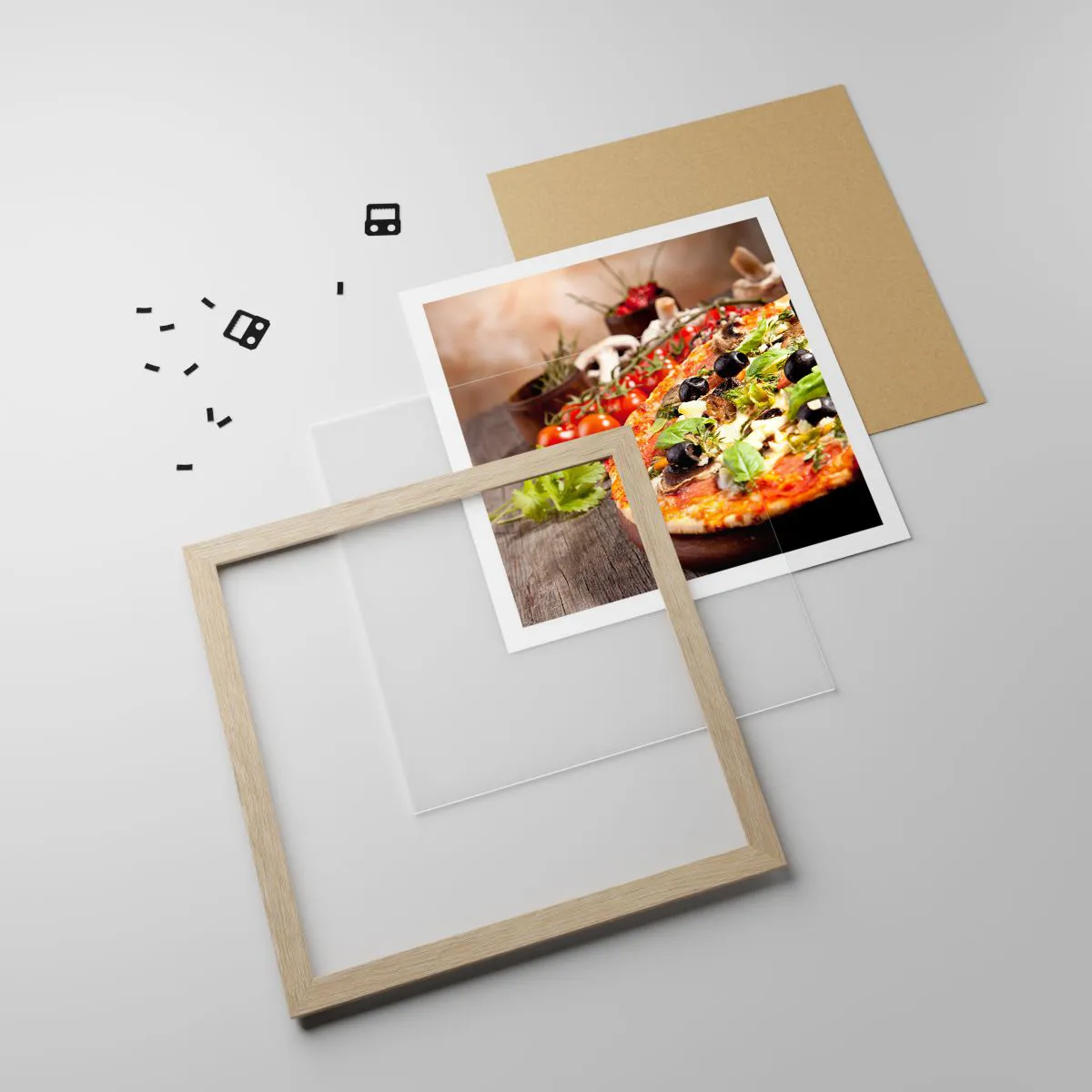 Pôster com moldura de carvalho claro - Ingredientes telúricos - 40x40 cm