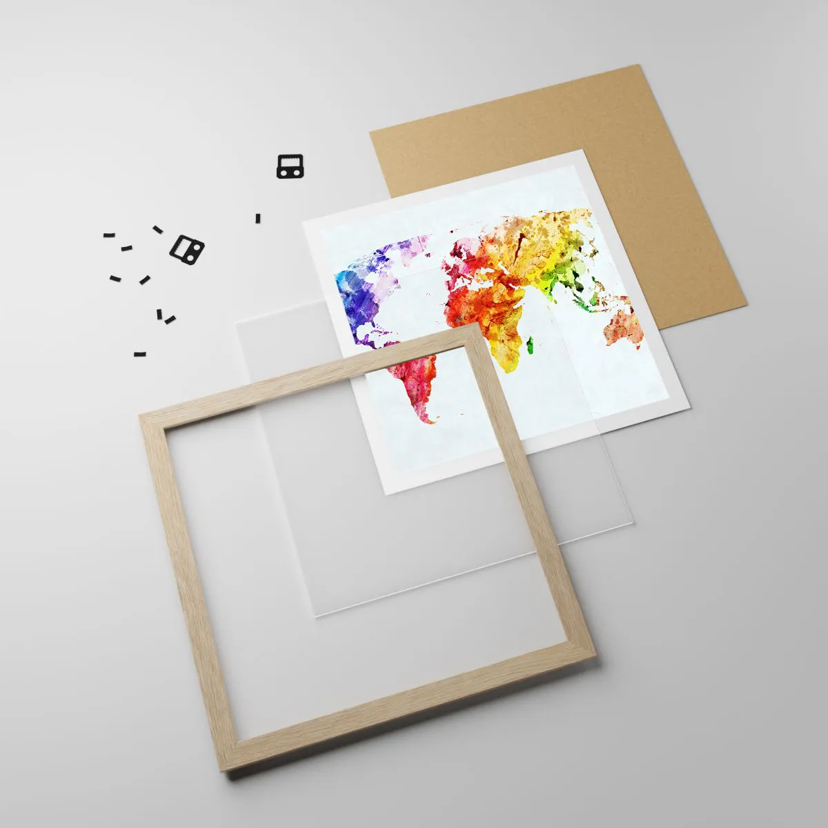 Poster în ramă de stejar deschis - Toate culorile lumii - 40x40 cm