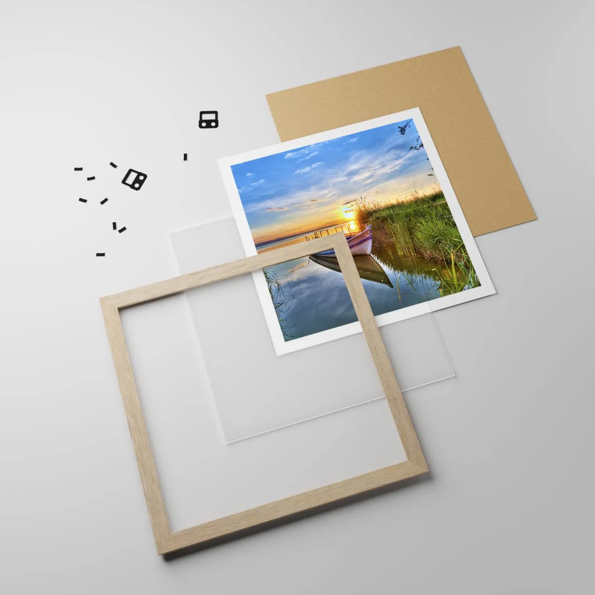 Affisch i ram av ljusek - Uppfyllda drömmars vik - 50x50 cm