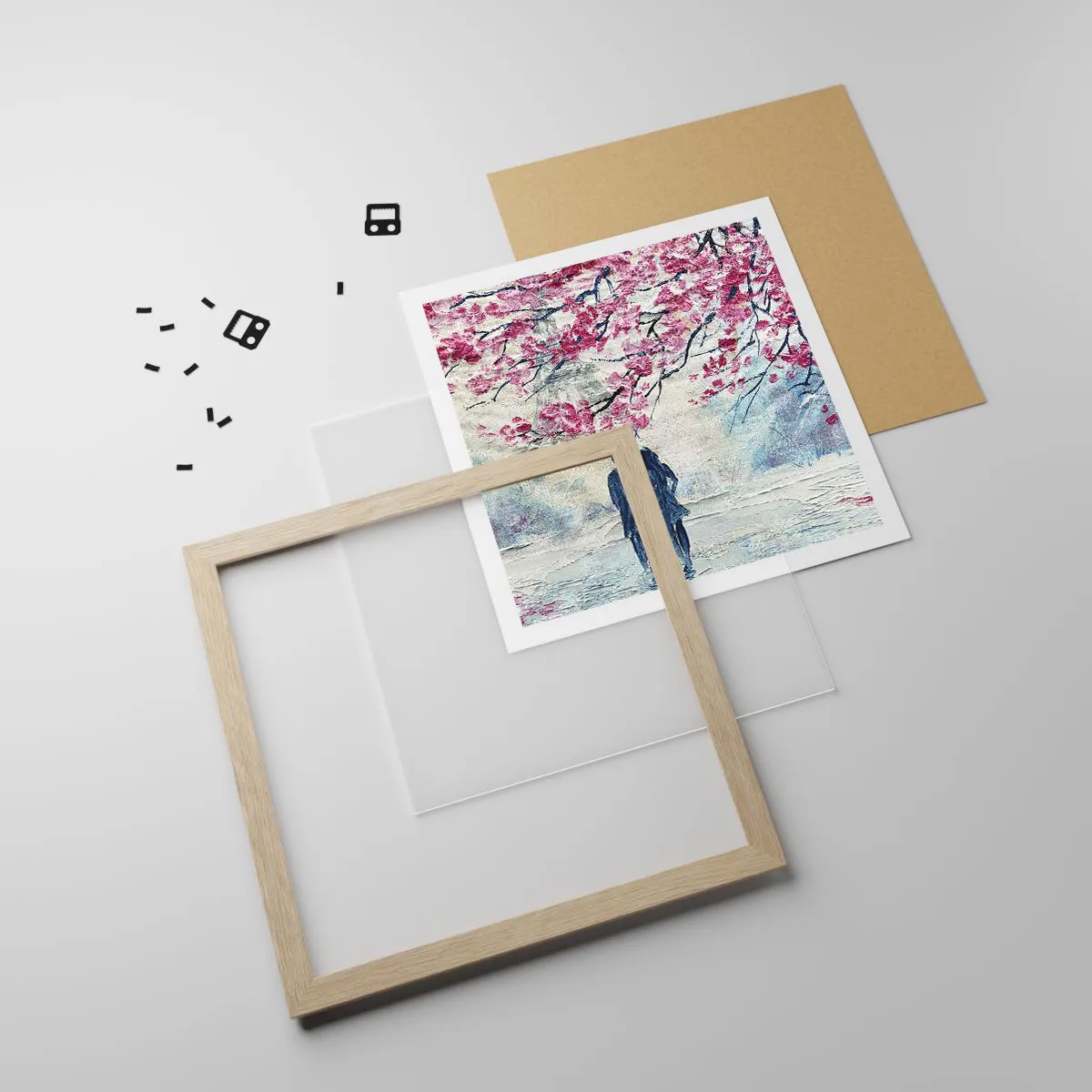 Affiche dans un chêne clair - Poster - Ballade romantique - 60x60 cm