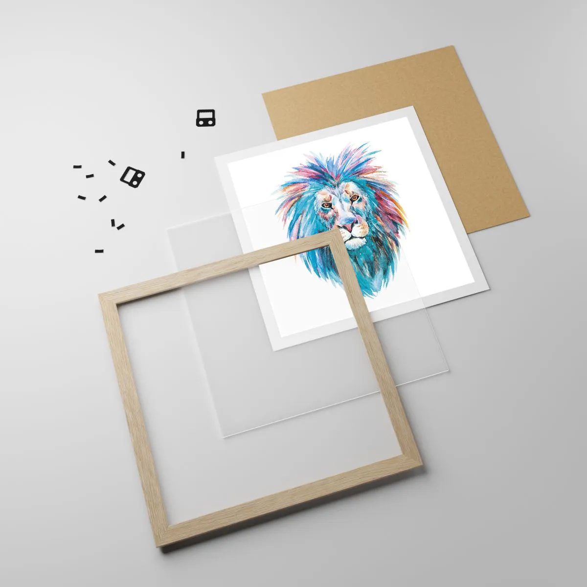 Poster in light oak frame - Electrifying Aura - 40x40 cm