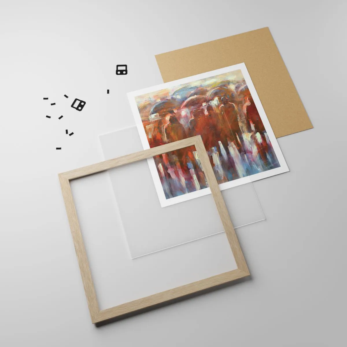 Pôster com moldura de carvalho claro - Iguais na chuva e no nevoeiro - 50x50 cm