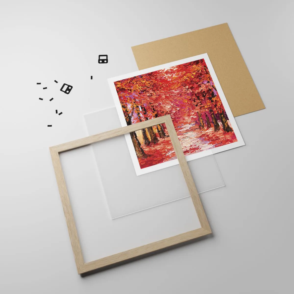 Affiche dans un chêne clair - Poster - Impression d'automne - 60x60 cm