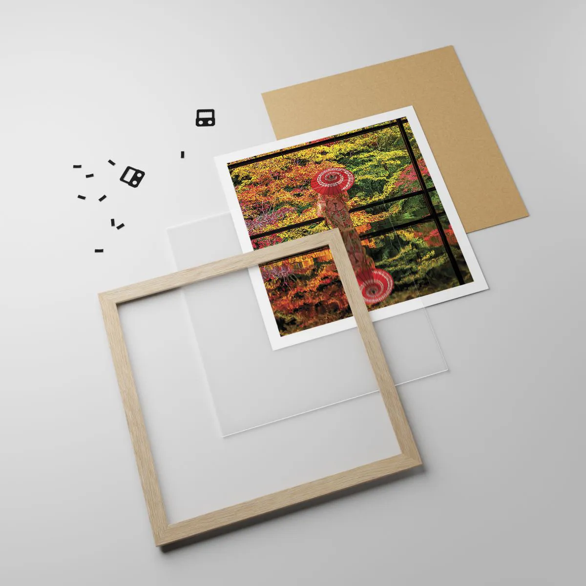 Poster in light oak frame - In a Temple of Nature - 40x40 cm