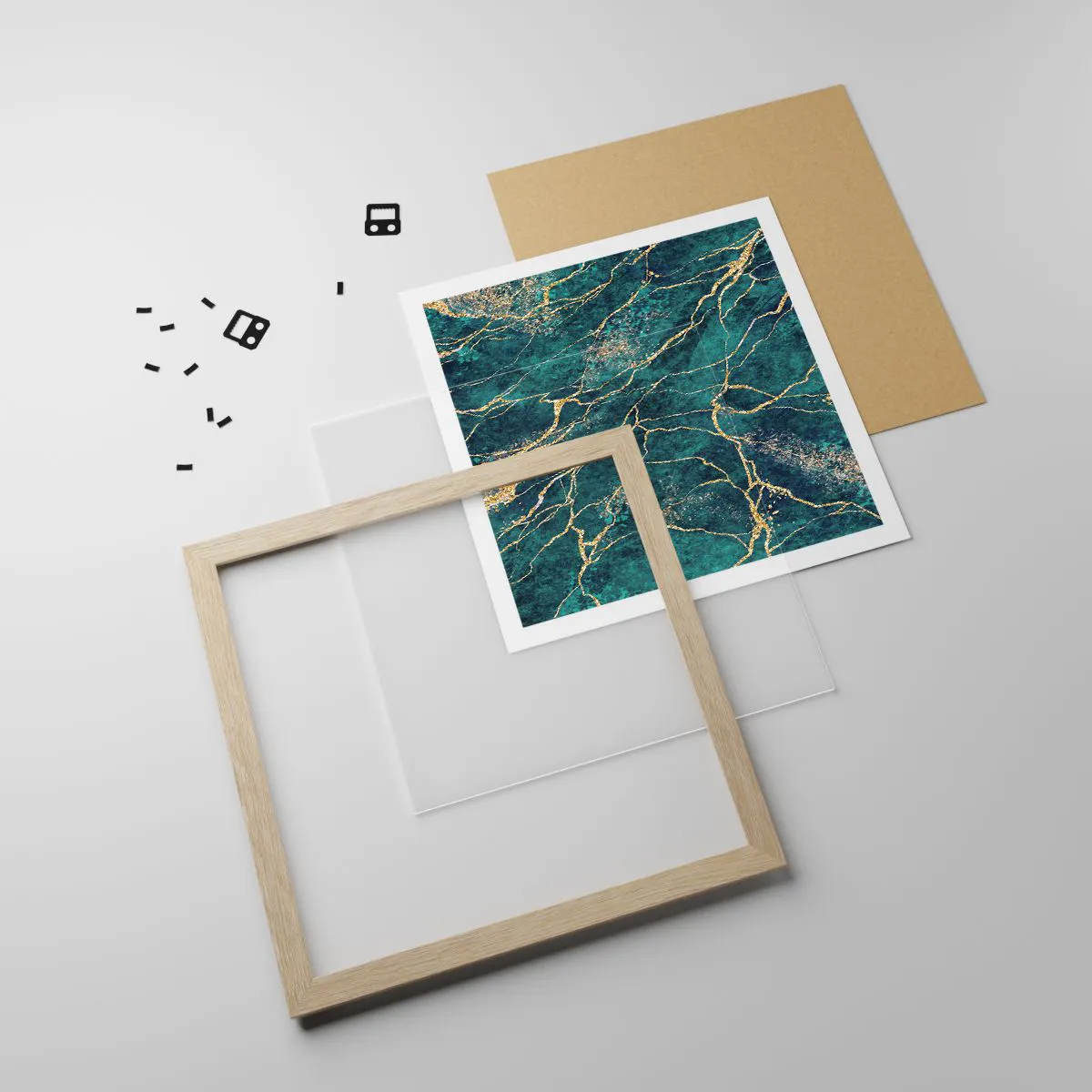 Poszter világos tölgy keretben - Aranybánya - 50x50 cm