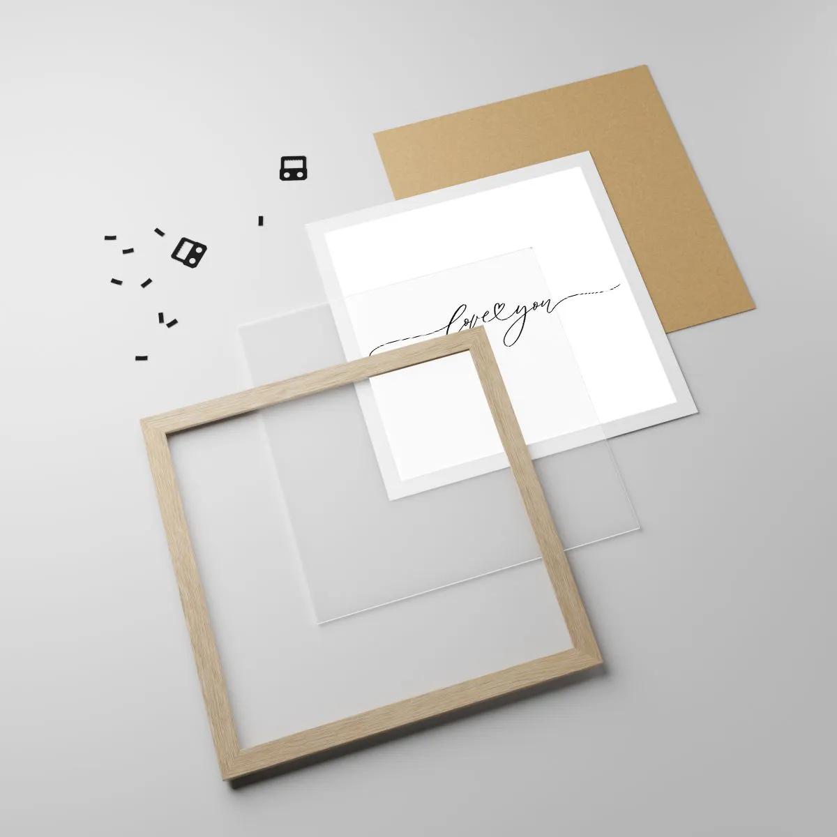 Poster in einem Rahmen aus heller Eiche - Schwarz auf weiß - 30x30 cm