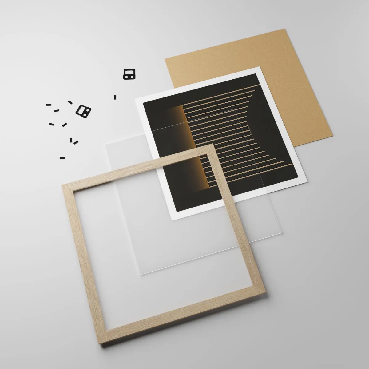 Poster în ramă de stejar deschis - Explorați întunericul - 40x40 cm