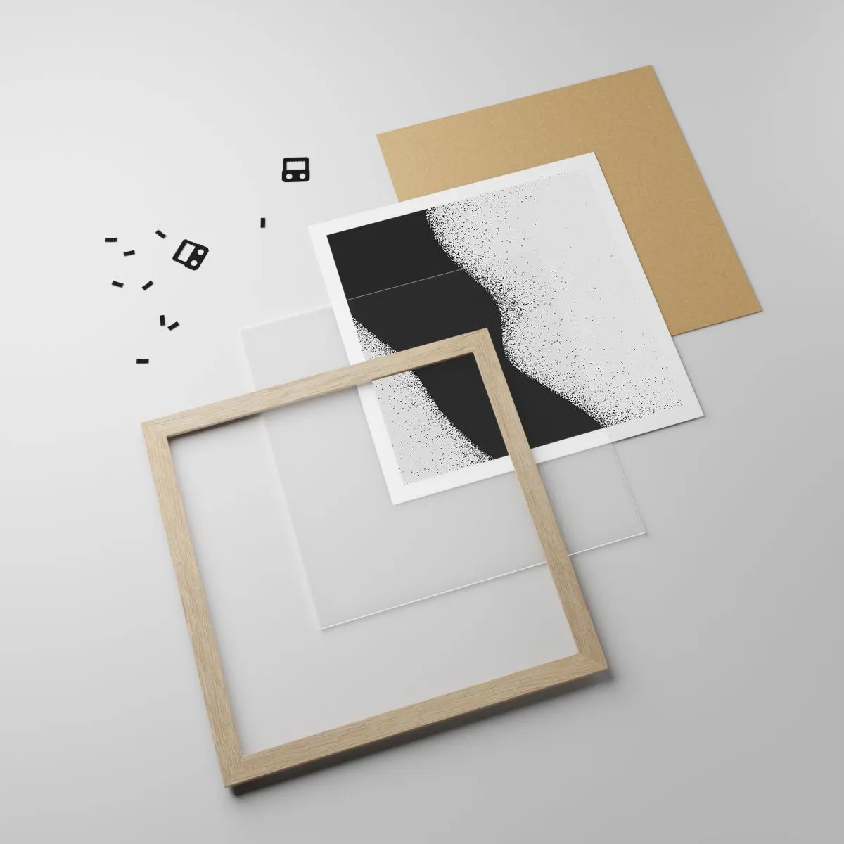 Affiche dans un chêne clair - Poster - Équilibre fluide - 40x40 cm