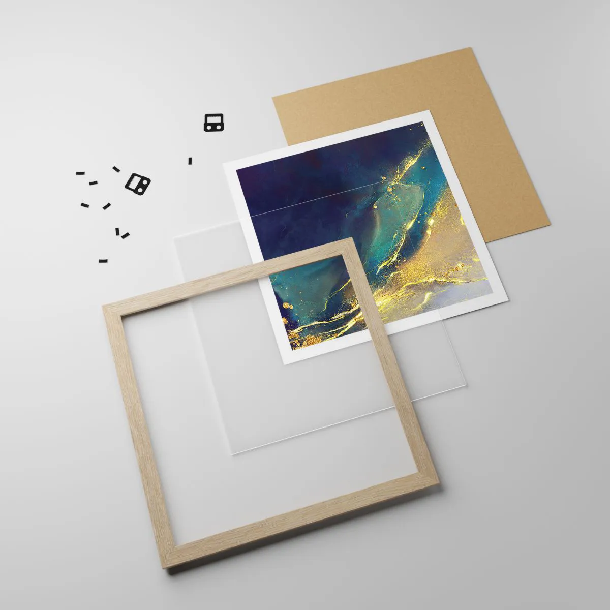 Plakat i ramme af lyst egetræ - Gylden marsk - 30x30 cm