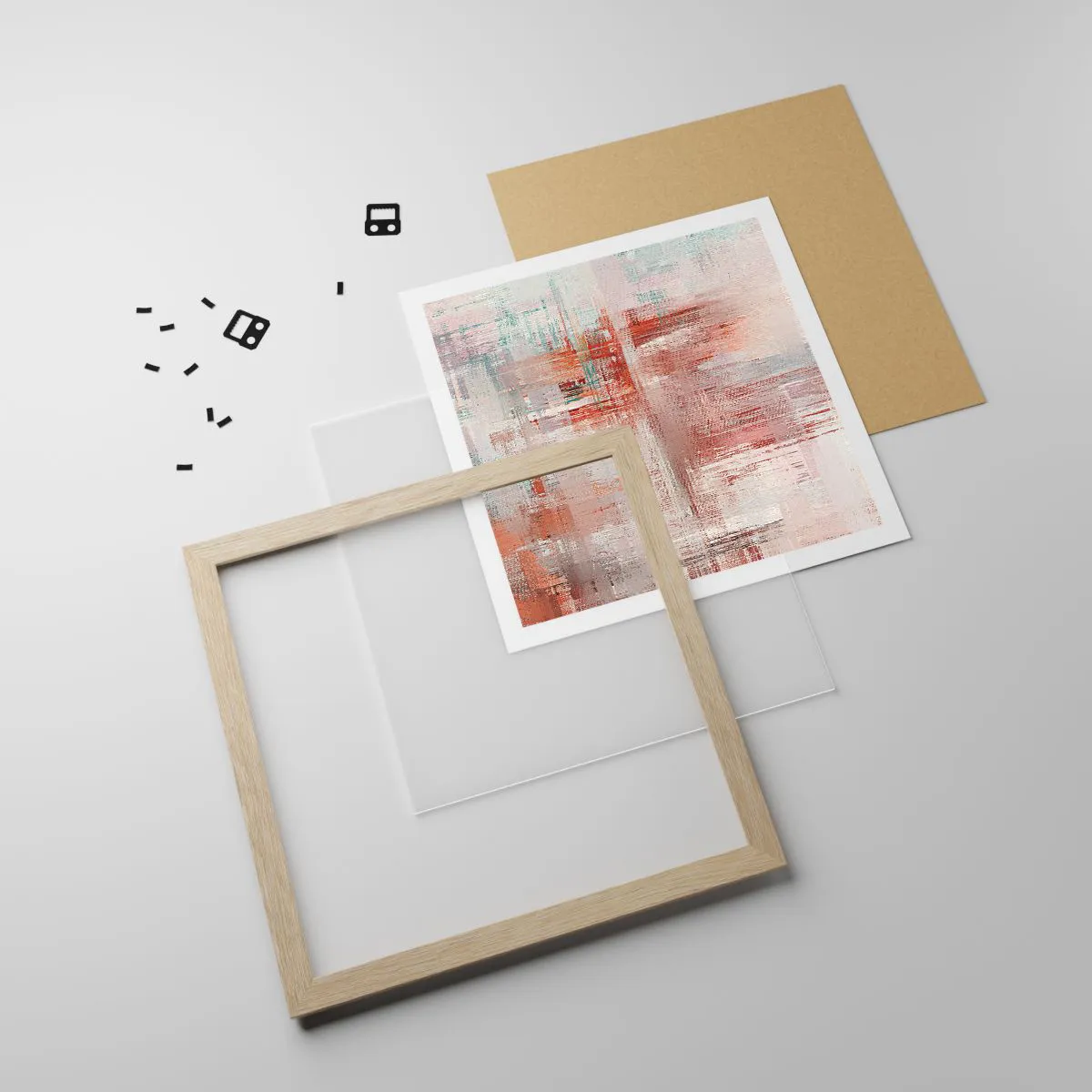 Pôster com moldura de carvalho claro - Nebuloso. Mas rosa - 30x30 cm
