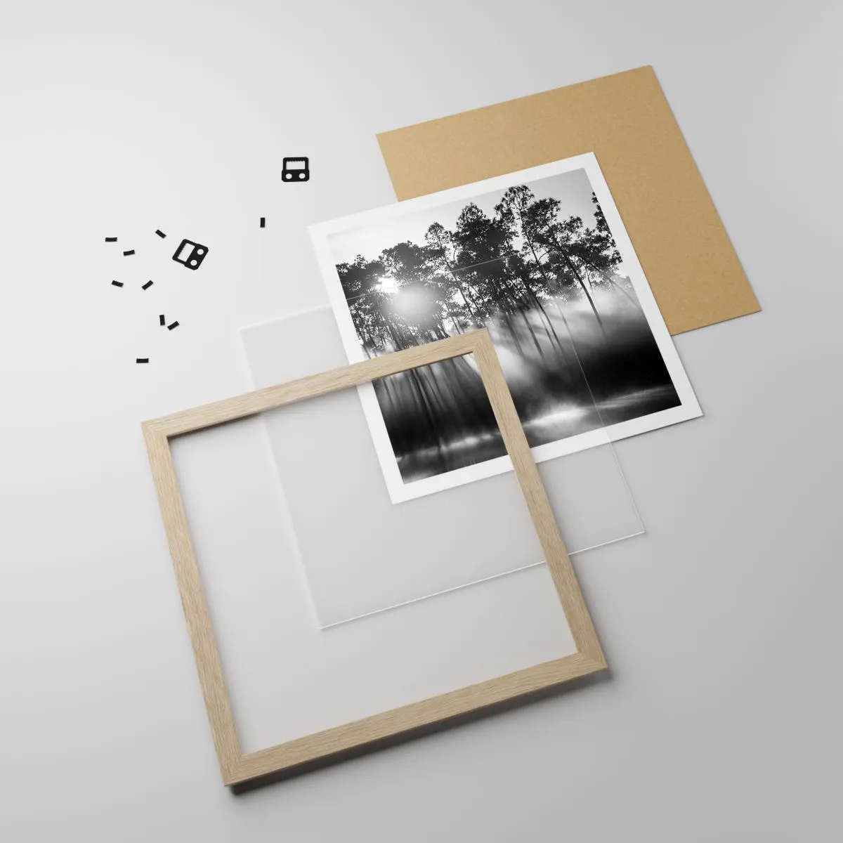 Plakát v rámu světlý dub - Nezastavitelné slunce - 60x60 cm