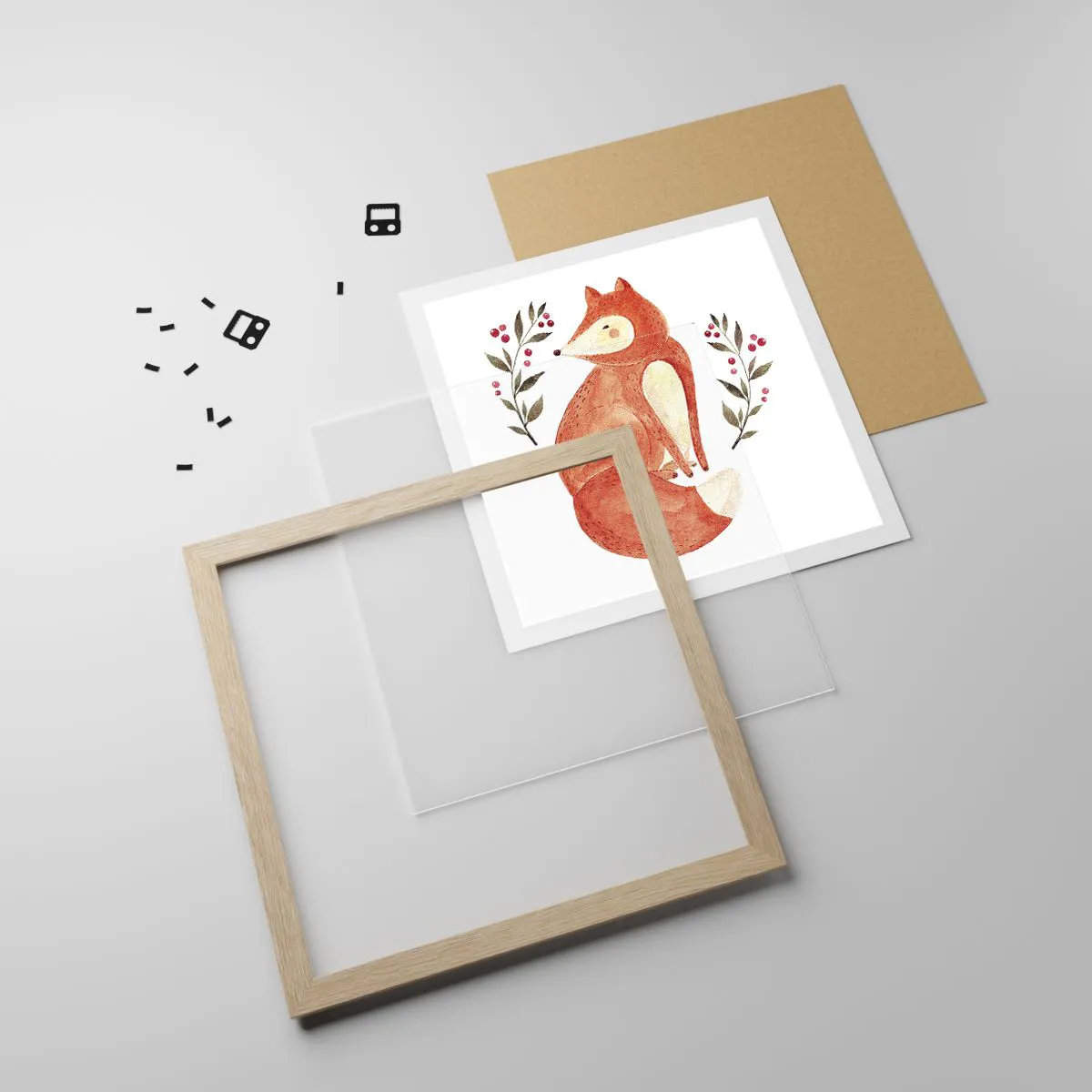 Poszter világos tölgy keretben - Kis vörös hajú - 30x30 cm