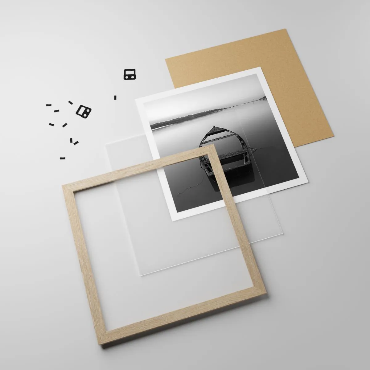 Affiche dans un chêne clair - Poster - Nostalgie et mélancolie - 50x50 cm