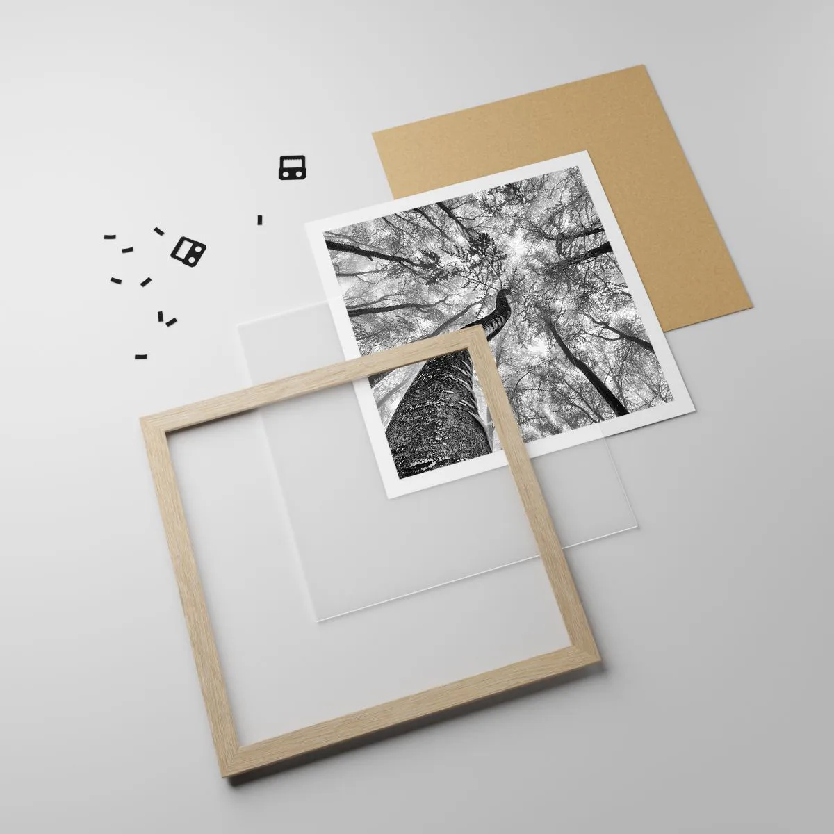 Poszter világos tölgy keretben - Verseny a fény felé - 60x60 cm