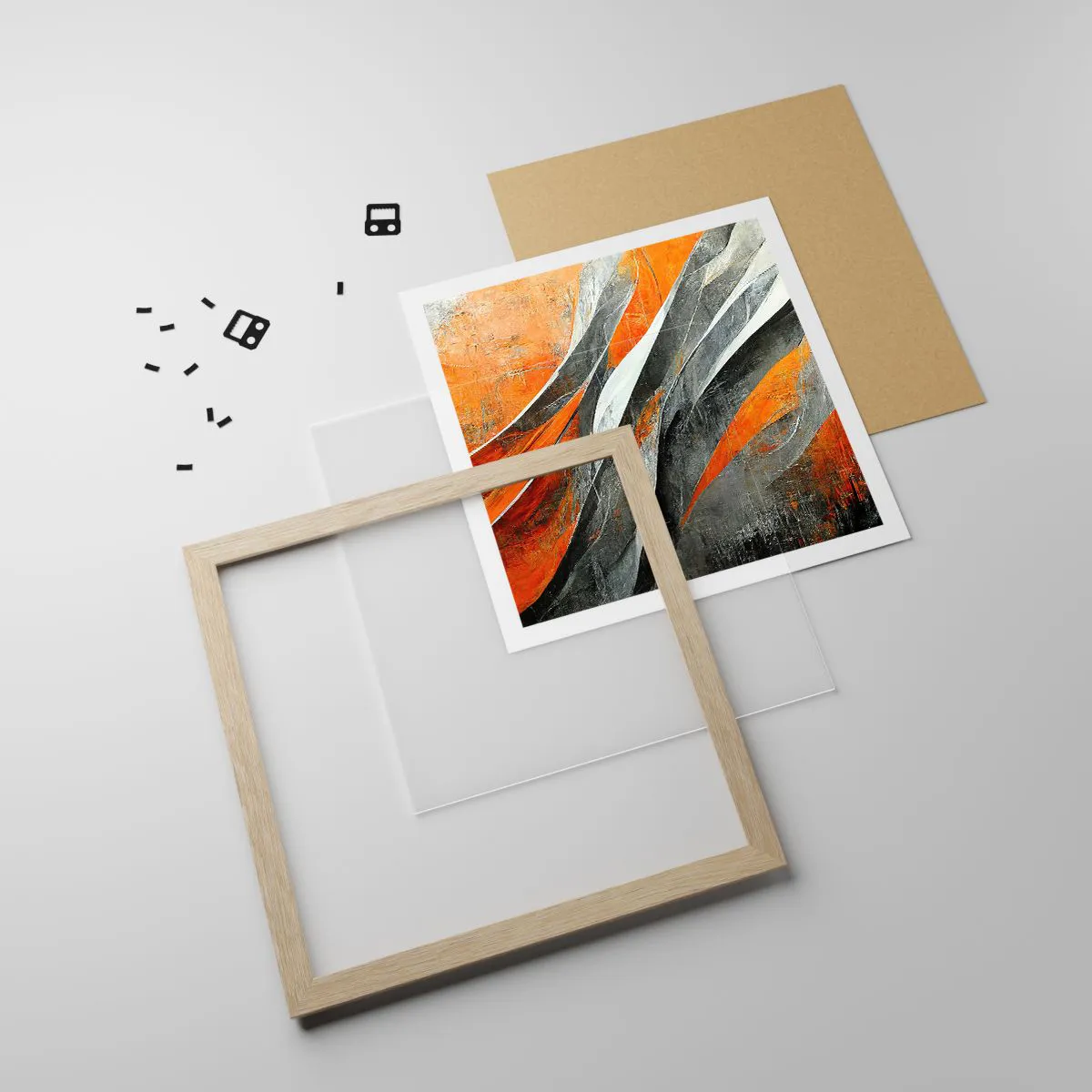 Affiche dans un chêne clair - Poster - Chaleur et froid - 40x40 cm
