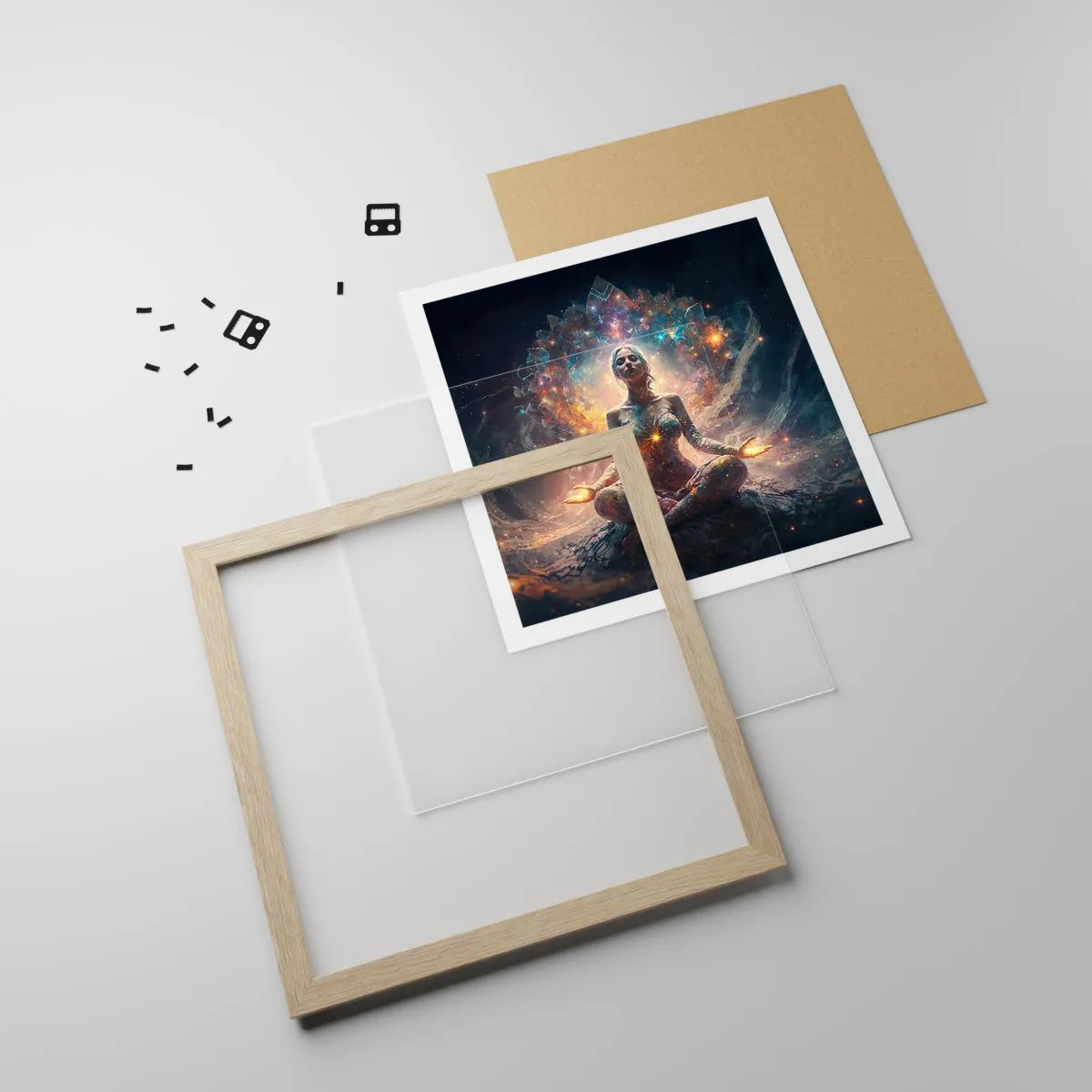 Poster in light oak frame - Good Energy Flow - 40x40 cm