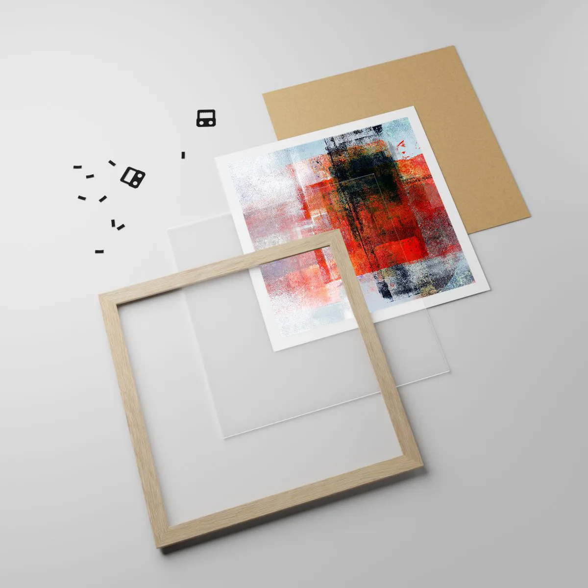 Poster in light oak frame - Glowing Composition - 60x60 cm