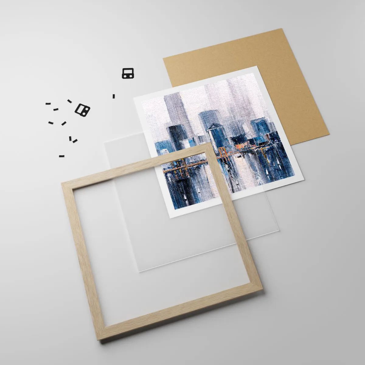 Poszter világos tölgy keretben - New York-i benyomás - 50x50 cm