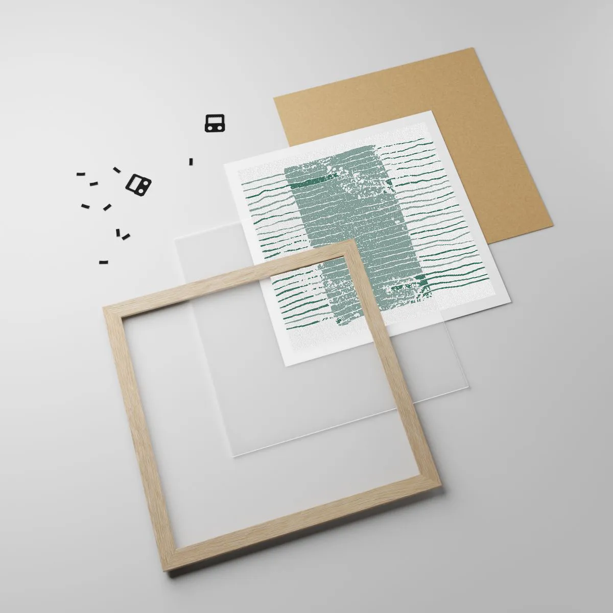 Plakat w ramie jasny dąb - Abstrakcja morska - 60x60 cm