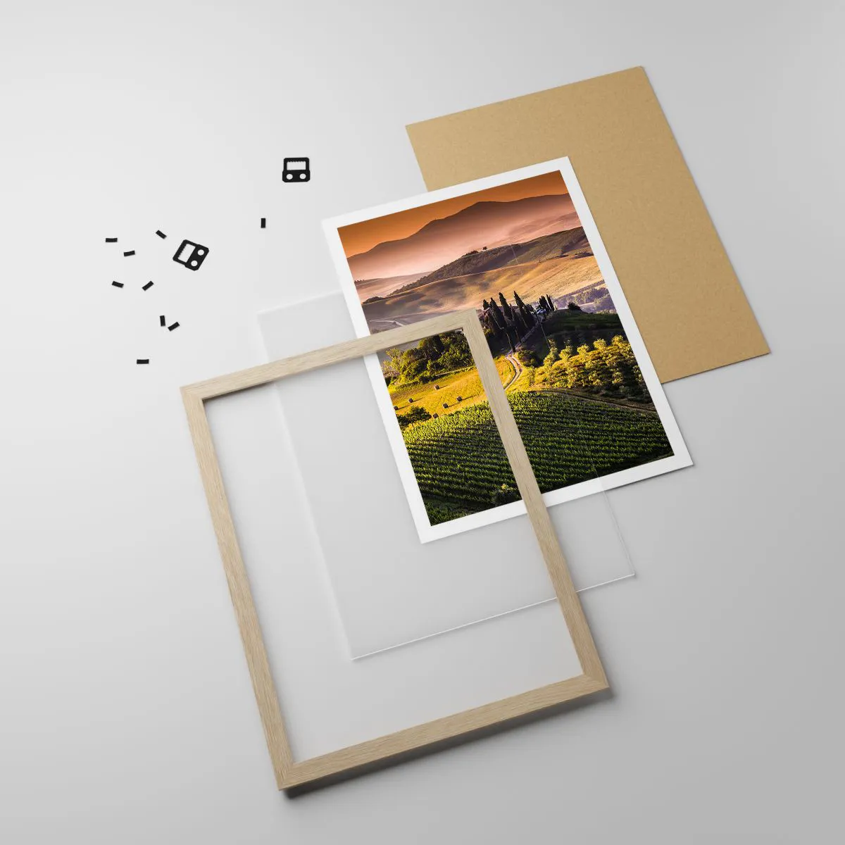 Póster en marco roble claro - Paisaje toscano - 40x50 cm